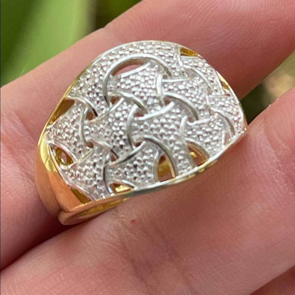 Karis Diamond Accent Fancy Ring in 18K YG Plated and Platinum Bond Size 8 - Picture 13 of 14